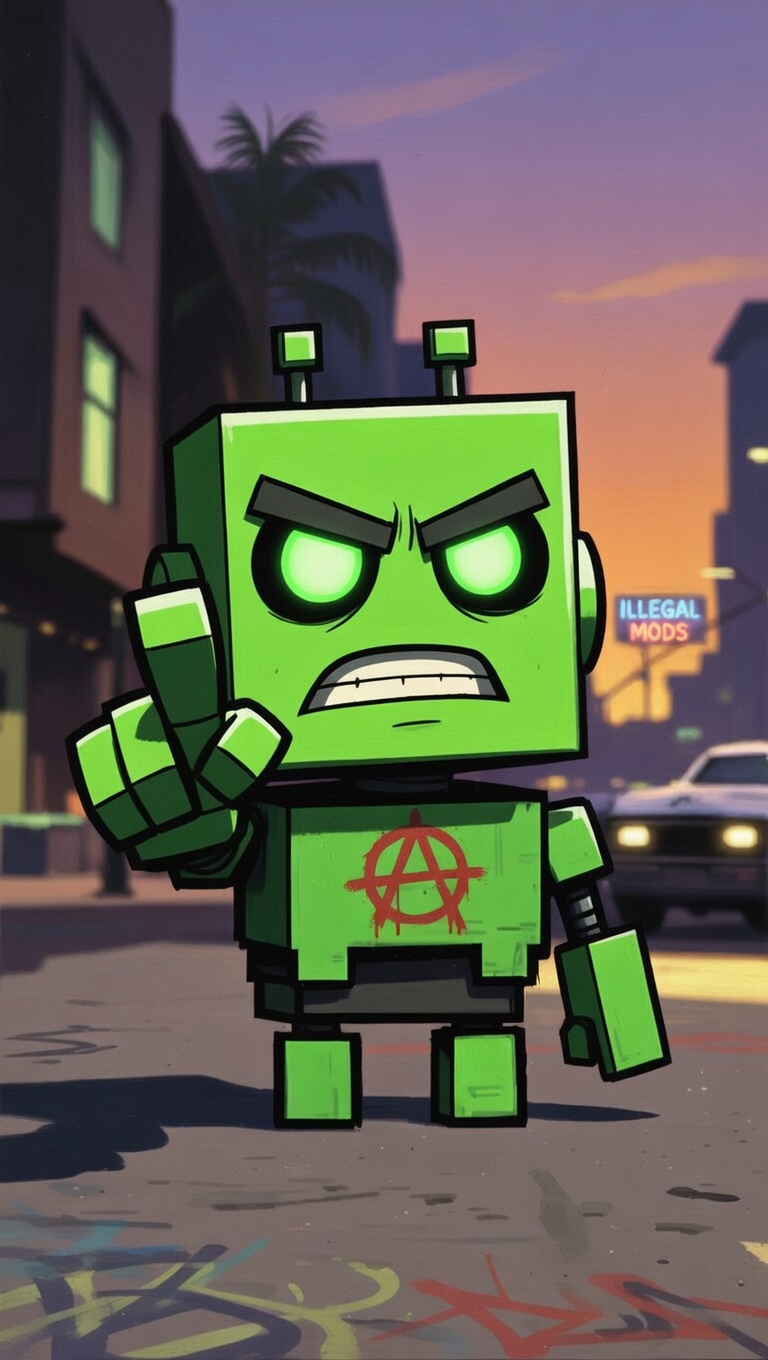 Bot mascot pointing at the viewer for the ADA scanner reel